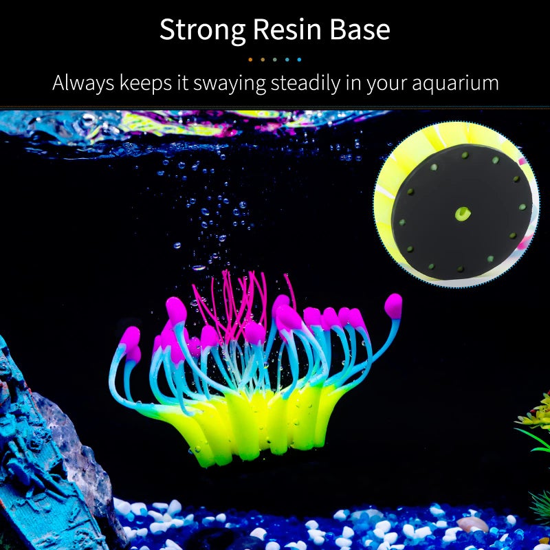 Uniclife Glowing Effect Gooseneck Coral Artificial Decoration Silicone Ornament for Fish Tank Aquarium, Yellow - Image 5